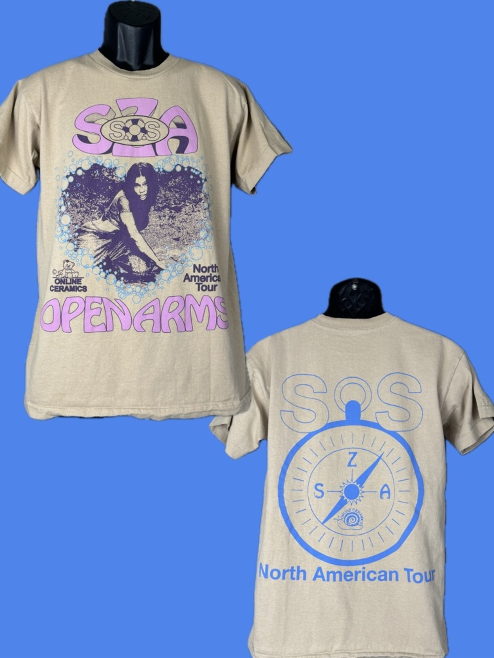 Online Ceramics x SZA SOS Open Arms North American Tour Shirt Concert Tee Sz M